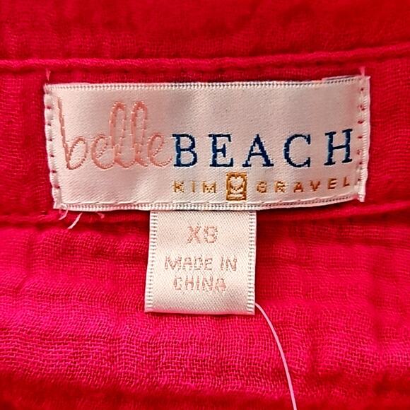 Belle Beach by Kim Gravel Gauze Button Front Tunic - Ultra Pink - Size XS0 - Picture 6 of 7